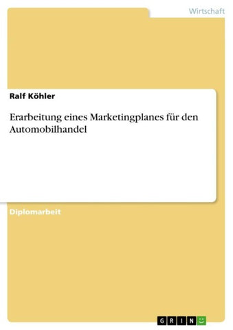 Erarbeitung eines Marketingplanes für den Automobilhandel