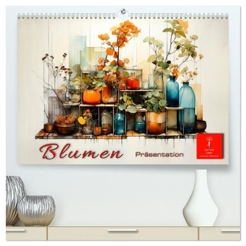 Blumen Präsentation (hochwertiger Premium Wandkalender 2027 DIN A2 quer), Kunstdruck in Hochglanz