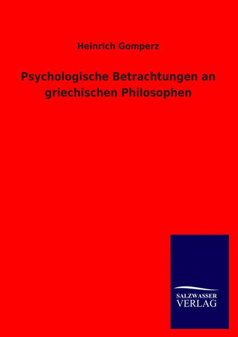 Psychologische Betrachtungen an griechischen Philosophen