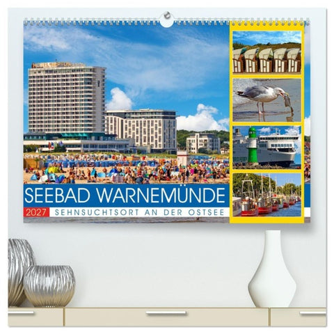 Seebad Warnemünde - Sehnsuchtsort an der Ostsee (hochwertiger Premium Wandkalender 2027 DIN A2 quer), Kunstdruck in Hochglanz