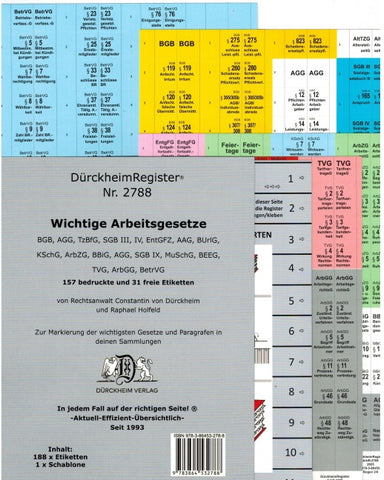 DürckheimRegister® ARBEITSGESETZE MIT STICHWORTEN