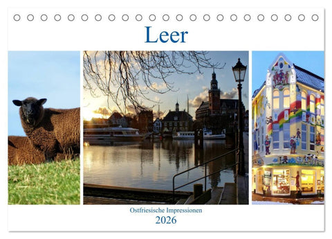 Leer - Ostfriesische Impressionen 2026 (Tischkalender 2026 DIN A5 quer), CALVENDO Monatskalender