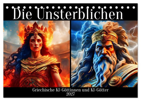 Die Unsterblichen - Griechische KI-Göttinnen und KI-Götter (Tischkalender 2027 DIN A5 quer), CALVENDO Monatskalender