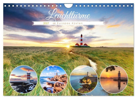 Leuchttürme - an Europas Küsten (Wandkalender 2027 DIN A4 quer), CALVENDO Monatskalender