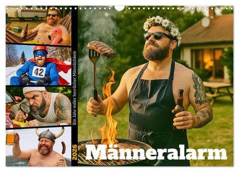 Männeralarm - Ein Jahr voller herrlicher Männlichkeit (Wandkalender 2026 DIN A3 quer), CALVENDO Monatskalender