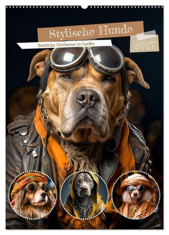 Stylische Hunde (Wandkalender 2027 DIN A2 hoch), CALVENDO Monatskalender