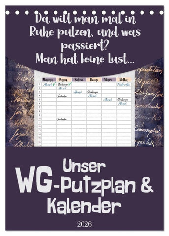 Gothic WG-Putzplan & Kalender 2026 (Tischkalender 2026 DIN A5 hoch), CALVENDO Monatskalender