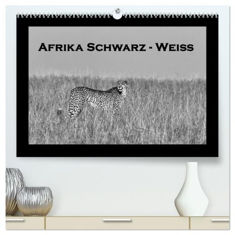 Afrika Schwarz - Weiss (hochwertiger Premium Wandkalender 2026 DIN A2 quer), Kunstdruck in Hochglanz