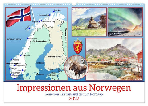 Impressionen aus Norwegen (Wandkalender 2027 DIN A2 quer), CALVENDO Monatskalender