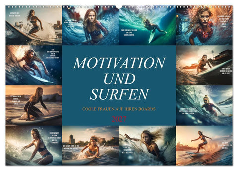 Motivation und Surfen (Wandkalender 2027 DIN A2 quer), CALVENDO Monatskalender