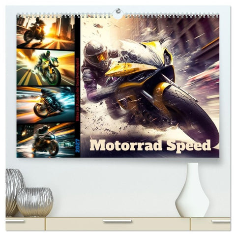 Motorrad Speed (hochwertiger Premium Wandkalender 2027 DIN A2 quer), Kunstdruck in Hochglanz