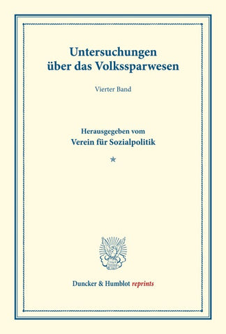 Untersuchungen über das Volkssparwesen.
