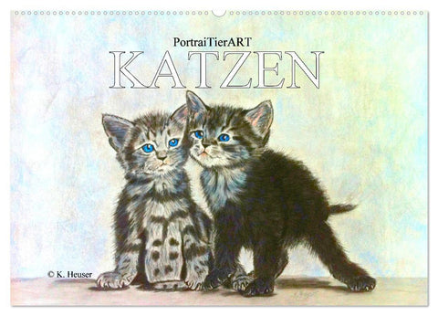 KATZEN PortraiTierART (Wandkalender 2027 DIN A2 quer), CALVENDO Monatskalender