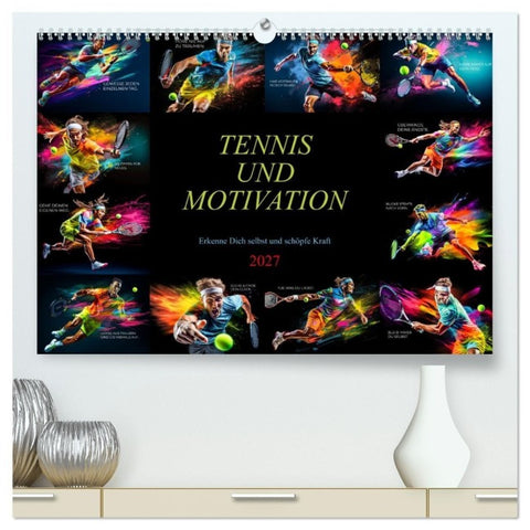 Tennis und Motivation (hochwertiger Premium Wandkalender 2027 DIN A2 quer), Kunstdruck in Hochglanz