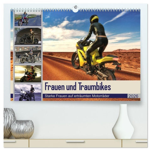 Frauen und Traumbikes (hochwertiger Premium Wandkalender 2026 DIN A2 quer), Kunstdruck in Hochglanz