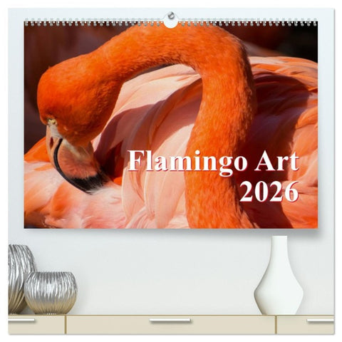 Flamingo Art 2026 (hochwertiger Premium Wandkalender 2026 DIN A2 quer), Kunstdruck in Hochglanz