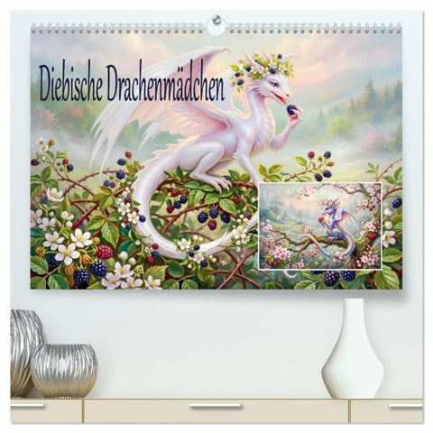 Diebische Drachenmädchen (hochwertiger Premium Wandkalender 2027 DIN A2 quer), Kunstdruck in Hochglanz
