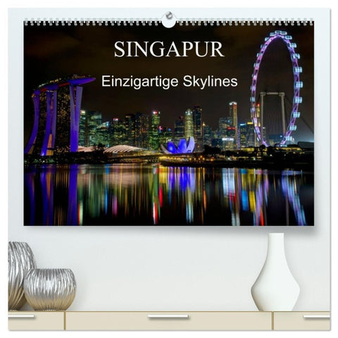 Singapur - Einzigartige Skylines (hochwertiger Premium Wandkalender 2026 DIN A2 quer), Kunstdruck in Hochglanz