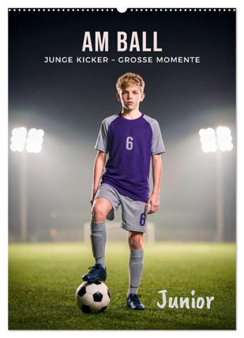 Am Ball Junior - Junge Kicker - Große Momente (Wandkalender 2027 DIN A2 hoch), CALVENDO Monatskalender