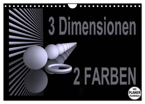 3 Dimensionen - 2 Farben (Wandkalender 2026 DIN A4 quer), CALVENDO Monatskalender