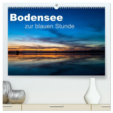Bodensee zur blauen Stunde (hochwertiger Premium Wandkalender 2026 DIN A2 quer), Kunstdruck in Hochglanz
