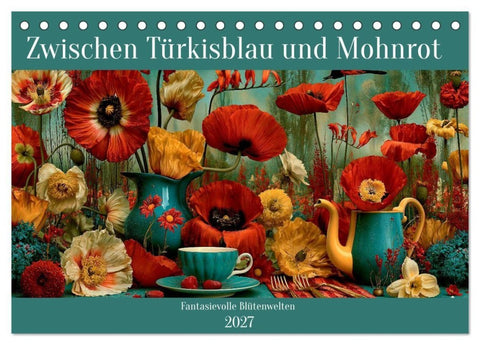 Zwischen Türkisblau und Mohnrot (Tischkalender 2027 DIN A5 quer), CALVENDO Monatskalender