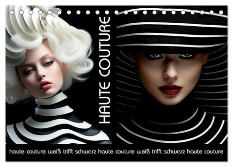 Haute Couture - Weiß trifft Schwarz (Tischkalender 2027 DIN A5 quer), CALVENDO Monatskalender