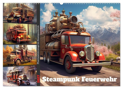 Steampunk Feuerwehr (Wandkalender 2027 DIN A2 quer), CALVENDO Monatskalender