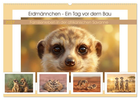 Erdmännchen - Ein Tag vor dem Bau (Wandkalender 2027 DIN A2 quer), CALVENDO Monatskalender