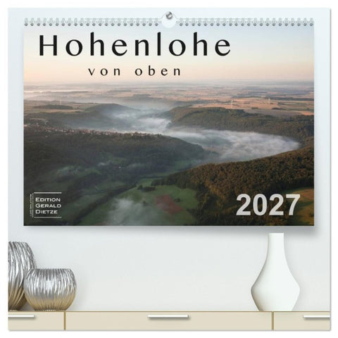 Hohenlohe von oben (hochwertiger Premium Wandkalender 2027 DIN A2 quer), Kunstdruck in Hochglanz