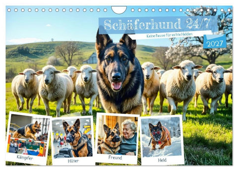 Schäferhund 24/7 - Keine Pause für echte Helden (Wandkalender 2027 DIN A4 quer), CALVENDO Monatskalender