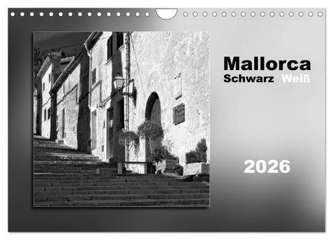 Mallorca Schwarz Weiß (Wandkalender 2026 DIN A4 quer), CALVENDO Monatskalender