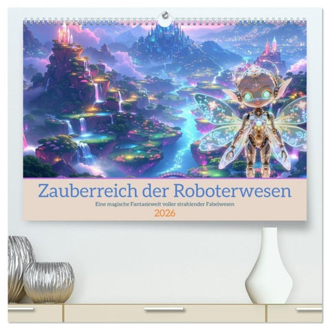 Zauberreich der Roboterwesen (hochwertiger Premium Wandkalender 2026 DIN A2 quer), Kunstdruck in Hochglanz