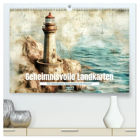 Geheimnisvolle Landkarten (hochwertiger Premium Wandkalender 2027 DIN A2 quer), Kunstdruck in Hochglanz