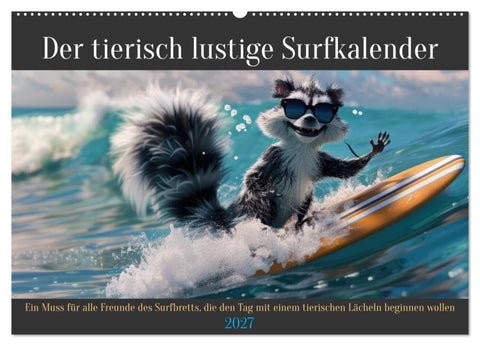 Der tierisch lustige Surfkalender (Wandkalender 2027 DIN A2 quer), CALVENDO Monatskalender
