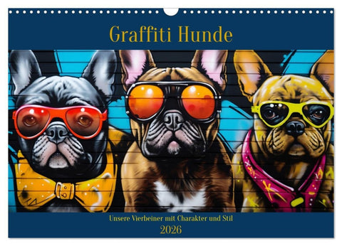 Graffiti Hunde (Wandkalender 2026 DIN A3 quer), CALVENDO Monatskalender