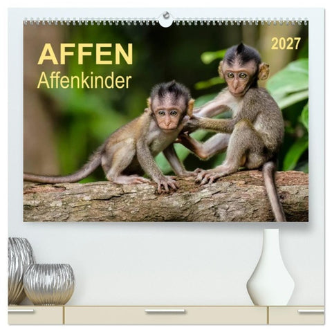 Affen - Affenkinder (hochwertiger Premium Wandkalender 2027 DIN A2 quer), Kunstdruck in Hochglanz