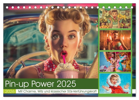 Pin-up Power 2025 (Tischkalender 2026 DIN A5 quer), CALVENDO Monatskalender