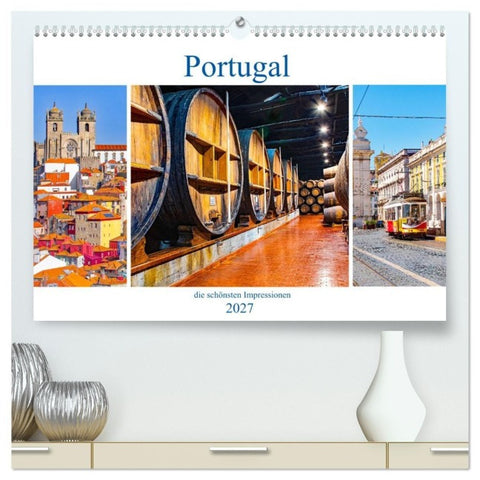 Portugal - die schönsten Impressionen (hochwertiger Premium Wandkalender 2027 DIN A2 quer), Kunstdruck in Hochglanz