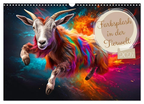 Farbsplash in der Tierwelt (Wandkalender 2027 DIN A3 quer), CALVENDO Monatskalender