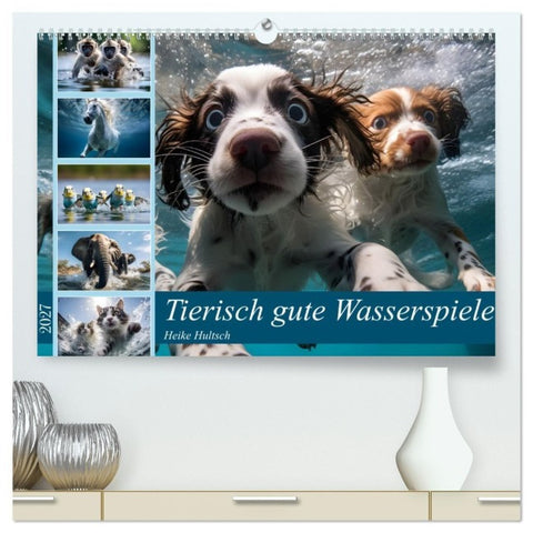 Tierisch gute Wasserspiele (hochwertiger Premium Wandkalender 2027 DIN A2 quer), Kunstdruck in Hochglanz