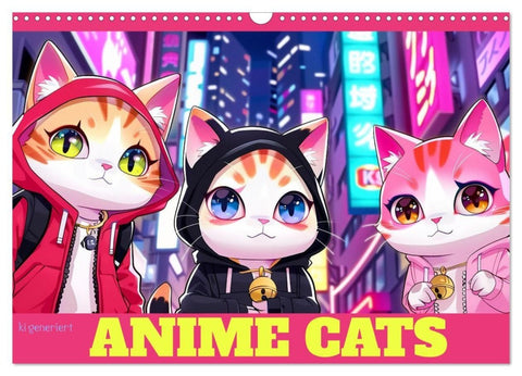 Anime Cats (Wandkalender 2027 DIN A3 quer), CALVENDO Monatskalender