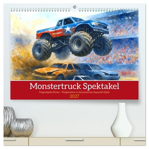 Monstertruck Spektakel (hochwertiger Premium Wandkalender 2027 DIN A2 quer), Kunstdruck in Hochglanz