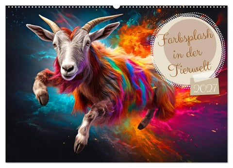 Farbsplash in der Tierwelt (Wandkalender 2027 DIN A2 quer), CALVENDO Monatskalender