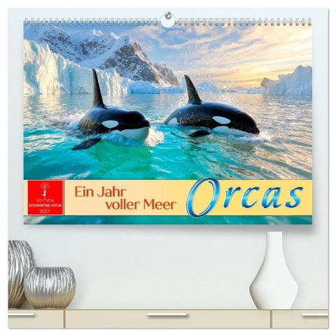 Orcas - ein Jahr voller Meer (hochwertiger Premium Wandkalender 2027 DIN A2 quer), Kunstdruck in Hochglanz