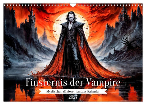 Finsternis der Vampire - Mystischer düsterer Fantasy Kalender (Wandkalender 2027 DIN A3 quer), CALVENDO Monatskalender