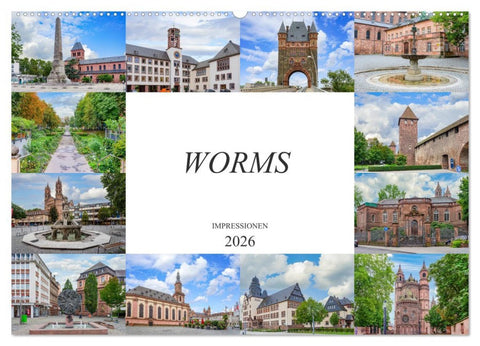 Worms Impressionen (Wandkalender 2026 DIN A2 quer), CALVENDO Monatskalender