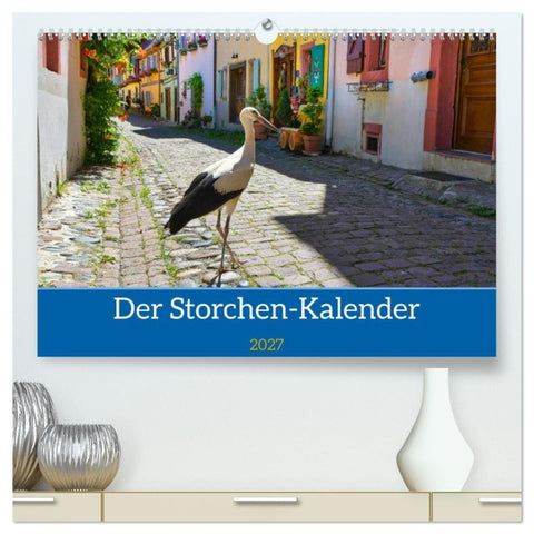 Der Storchenkalender (hochwertiger Premium Wandkalender 2027 DIN A2 quer), Kunstdruck in Hochglanz