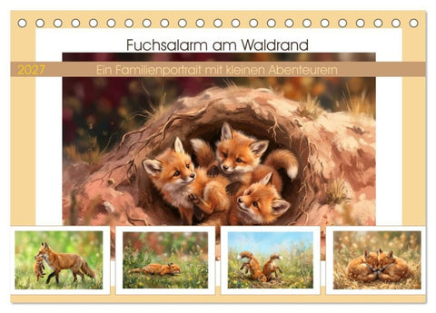Fuchsalarm am Waldrand (Tischkalender 2027 DIN A5 quer), CALVENDO Monatskalender