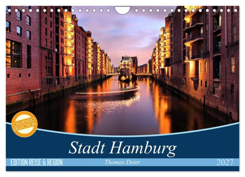 Stadt Hamburg (Wandkalender 2027 DIN A4 quer), CALVENDO Monatskalender